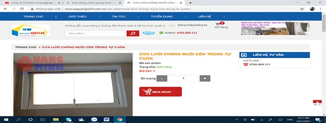 cửa lưới chống muỗi nhái kiểu dáng Quang Min