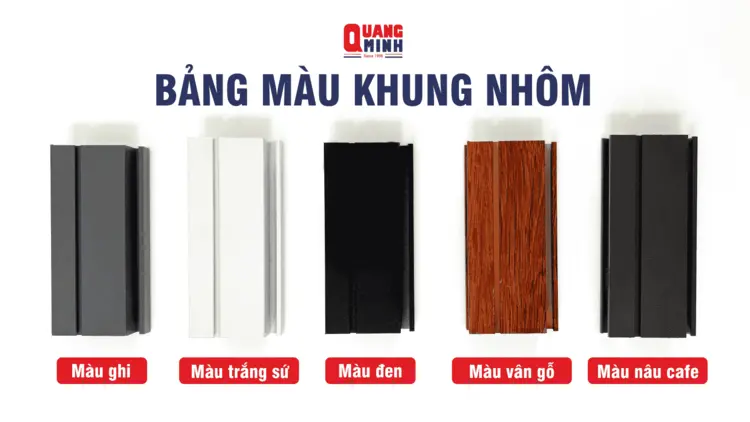 Bảng màu khung nhôm vách ngăn tổ ong