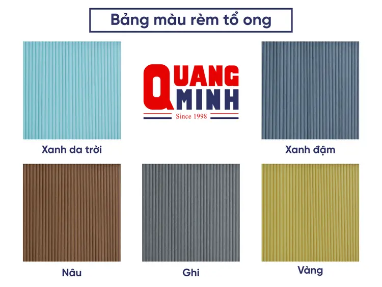 Bảng màu rèm tổ ong với 5 gam màu cơ bản