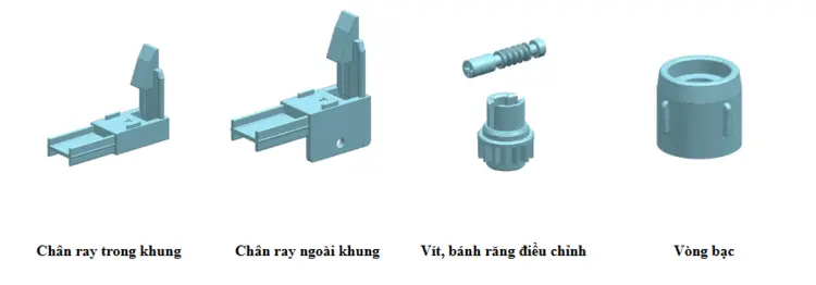 Các chi tiết nhựa của cửa lưới chống muỗi tự cuốn dọc