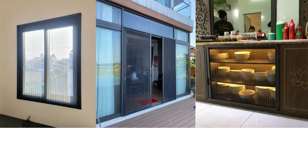 Cửa lưới chống muỗi được lắp đặt ở cửa sổ, cửa chính và kệ bát