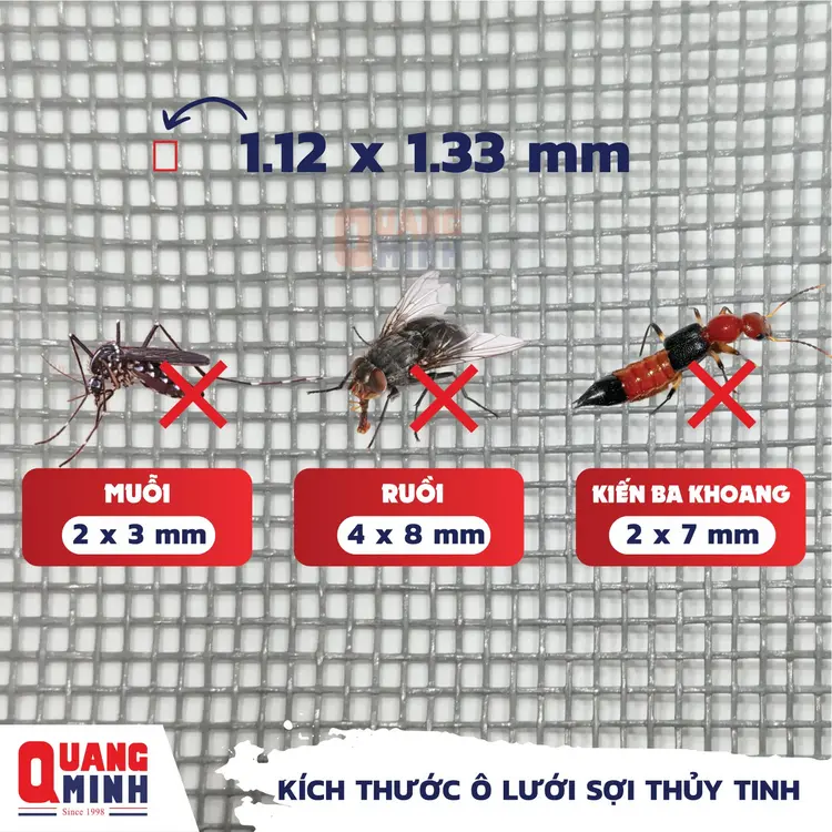 Kích thước siêu nhỏ nhỏ của lưới chống muỗi Quang Minh
