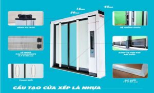 Cấu tạo cơ bản bộ cửa xếp nhựa 2 cánh