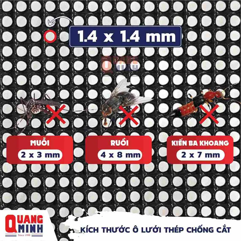 Kích thước ô lưới thép chống cắt rất